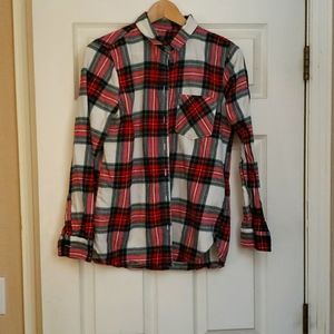 Women's, plaid flannel, button down shirt